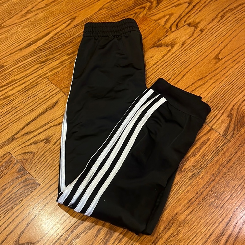Adidas Boy’s Black and White Joggers Size M (10/12)